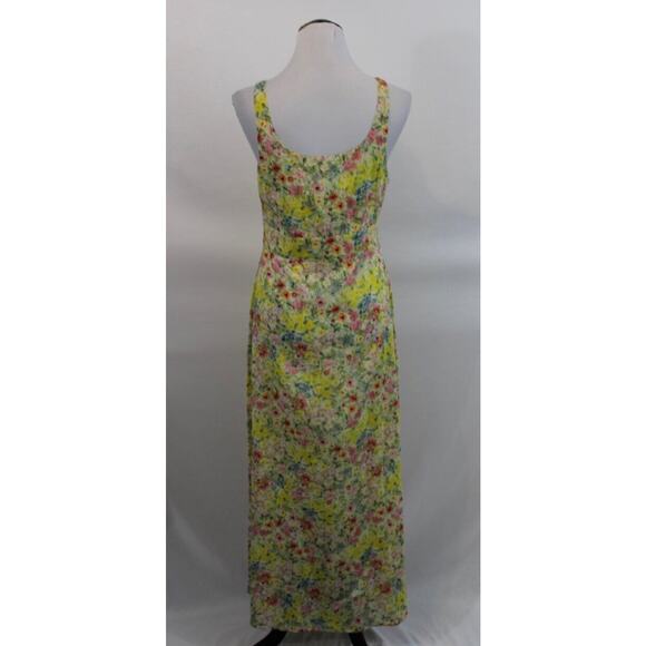LOVESHACKFANCY Sz 8 Sabina Yellow Floral Sleeveless Midi Tank Dress - Picture 4 of 11